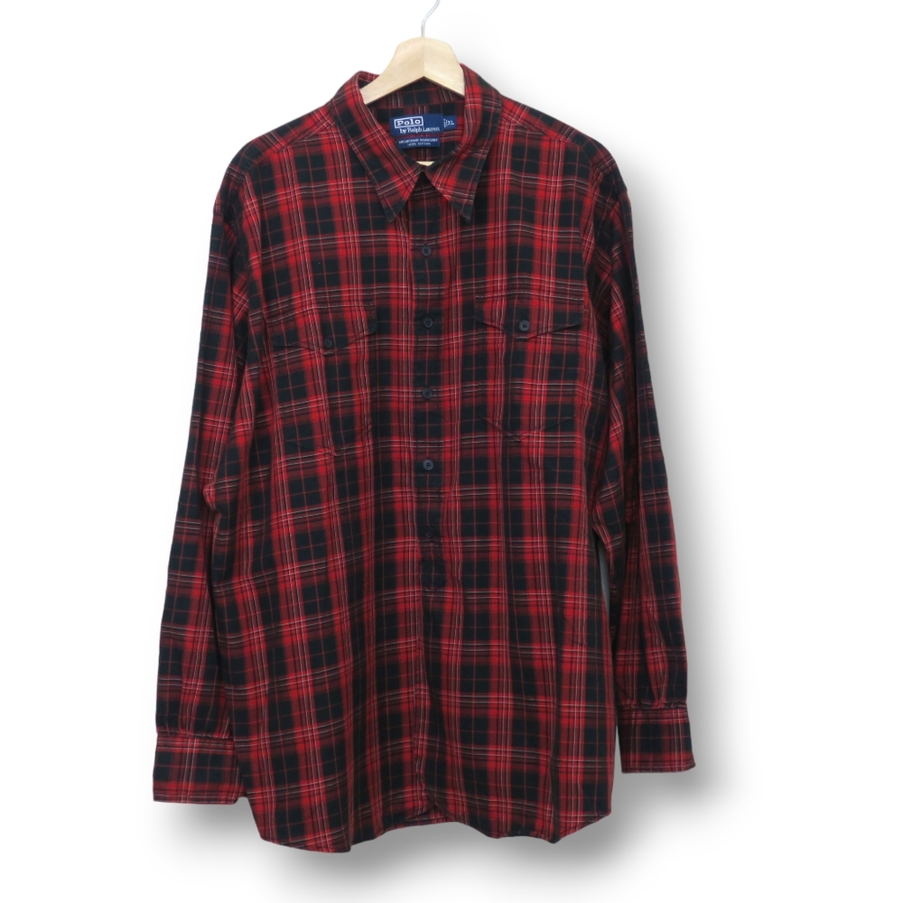 Polo Ralph Lauren Woodsman Workshirt Plaid Red Black White Cotton Extra Large
